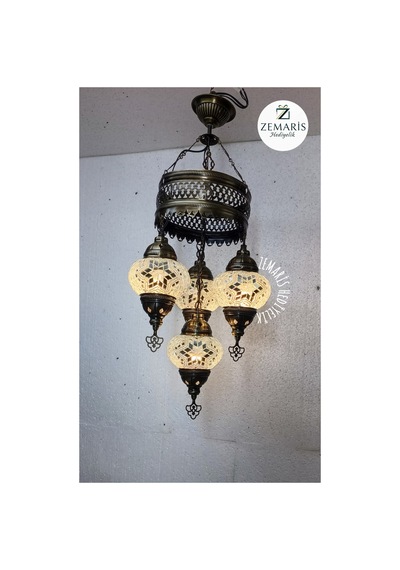 El Yapımı Otantik Mozaik Avize Beyaz - 807626339 Beyaz
