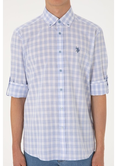 U.s. Polo Assn. Erkek Açık Mavi Gömlek Desenli 50306290-vr003 Acık Mavı