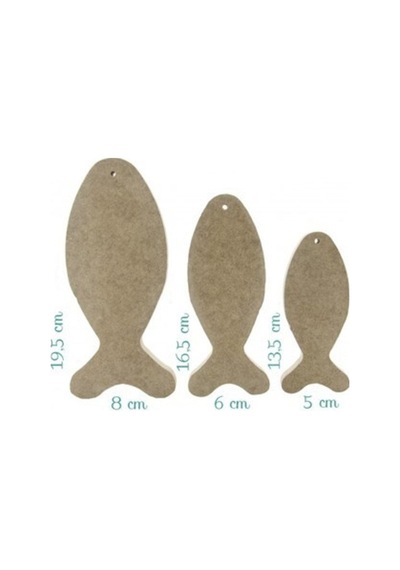 Balık Model 3'lü Ahşap Küçük Mdf Karışık