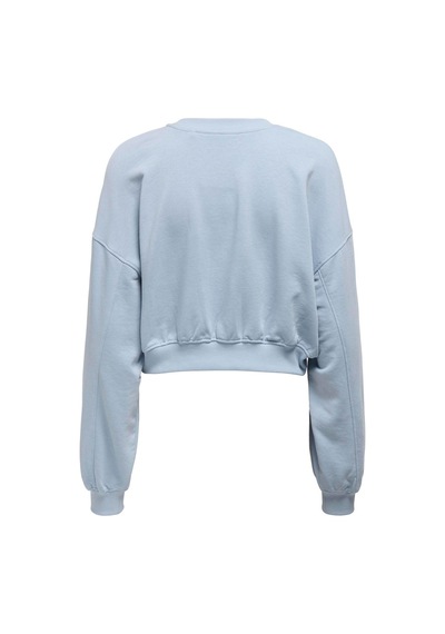 Only Onlbella L/s Crop O-neck Mavi Kadın Sweatshirt Mavi