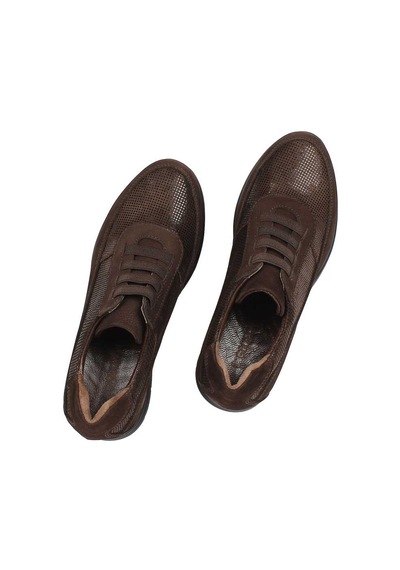 Kadın Kahverengi Dolgu Topuklu Nubuk Deri Sneaker Kahve Rengi