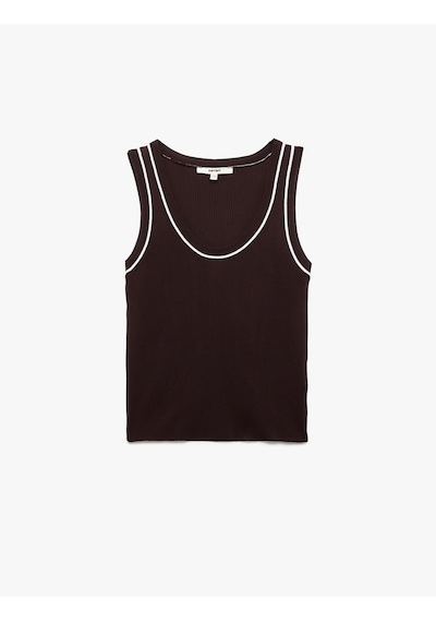 Koton Renk Kontrastlı Kolsuz U Yaka Triko Atlet Bordo 6wak30012ht Bordo