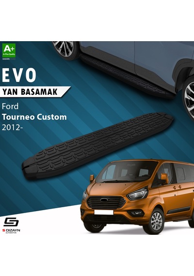 S-dizayn Ford Tourneo Custom Kısa Şase Evo Siyah Yan Basamak 203 Cm 2012-2023 A+ Kalite