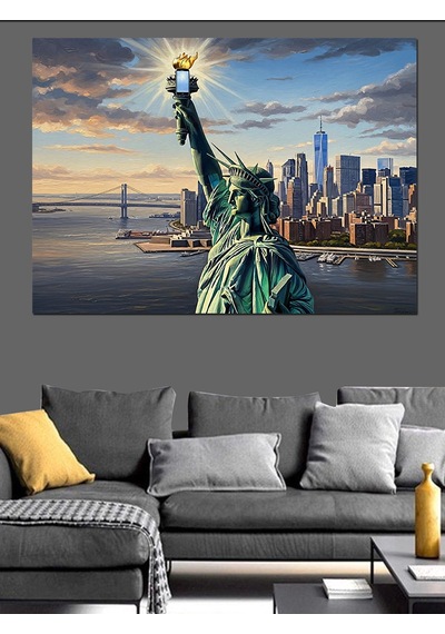 Ahşap Tablo Özgürlük Anıtı Ve New York