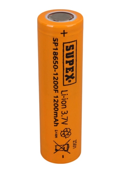 Supex 18650 -1200f 3.7 Volt Li-ion 1200 Mah Düz Kafa Başlıksız Şarjlı Pil Tekli Pil