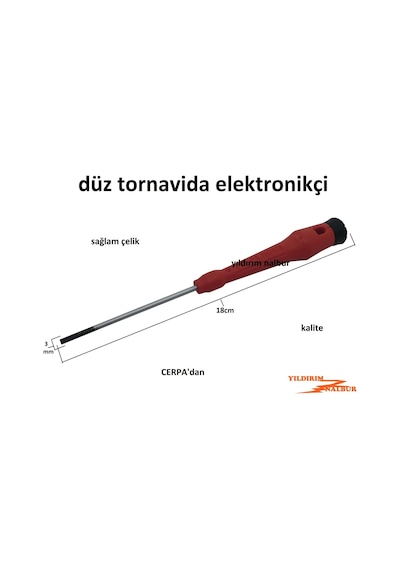 Tornavida Düz Elektronikçi 3mm Tornavida İnce Uçlu Çelik