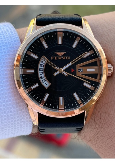 Ferro İç Fonksiyonları Aktif Deri Kordon 3 Atm Suya Dayanıklı Erkek Kol Saati Efm11911.r