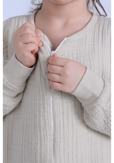 For My Baby 1 Tog Çocuk Uyku Tulumu Unisex Uzun Kollu Uyku Tulumu Bej