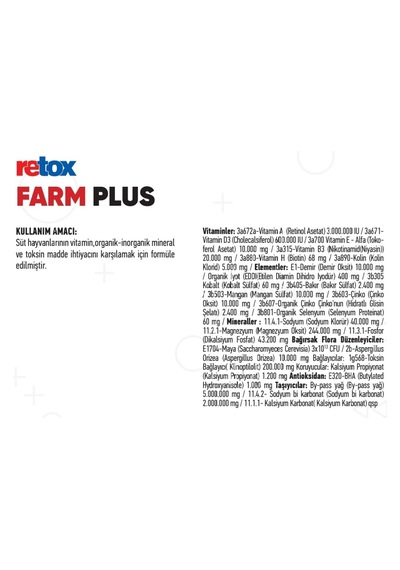 Retox Farm Plus Süt Hayvanlarına Özel By Pas Içerikli 25 Kg Kraft