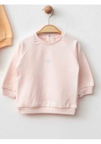 Zekids Kız Bebek 2 Li Organik Basic Pembe Ve Turuncu Sweatshirt Seti-16181 Çok Renkli