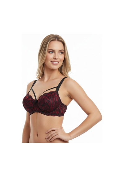 Bonbon Kadın Dantelli Desteksiz Balenli Sütyen Bb2068 Kırmızı