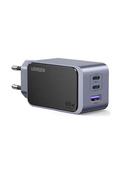 Ugreen Nexode Air 65w Gan Hızlı Şarj Cihazı Usb-c Qc Pd 2xusb-c, 1xusb-a, Gri, 35042