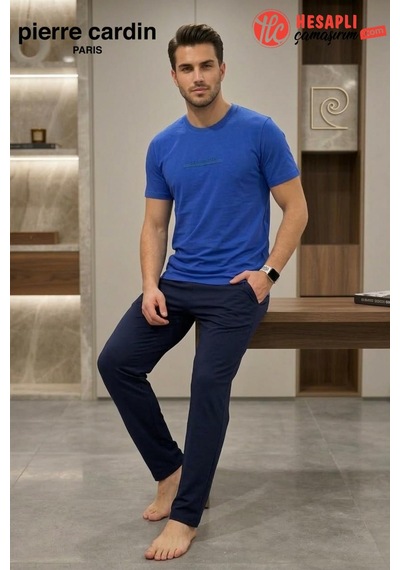Pierre Cardin Paris Premium Erkek %100 Pamuklu Rahat Kalıp Cepli Kısa Kollu Pijama Takım Saks Pierre Cardin Paris Premium Erkek %100 Pamuklu Rahat Kalıp Cepli Kısa Kollu Pijama Takım Saks