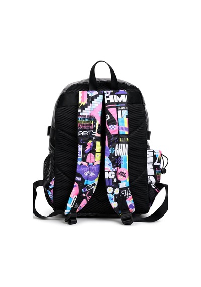 Okul Sırt Çantası Art Black 3 Bölmeli Ortopedik A4 Matara Cepli 42x30x15cm Çok Renkli