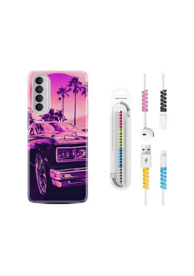 Oppo Reno 4 Pro Kılıf Kablo Koruyuculu Mor Araba 17Mate10Lite