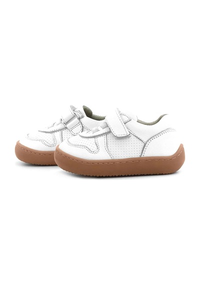 Rakerplus Bob Hakiki Deri Beyaz Barefoot Cırtlı Lastikli Bebek Sneaker Ayakkabı Beyaz