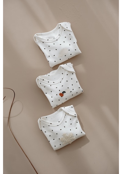 Oh La La Koala 3'lü Winter Serisi Uzun Kollu Çıt Çıtlı Body Zıbın Model 11 Krem
