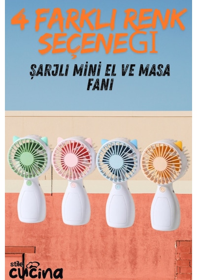 4 Adet Şarjlı Mini El Fanı Ve Masa Fanı Soğutucu Pervane Taşınabilir Usb Şarj Edilebilir
