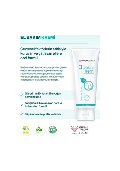 Doğal Nemlendirici El Bakım Kremi Gliserinli & E Vitaminli 75 Ml Vegan