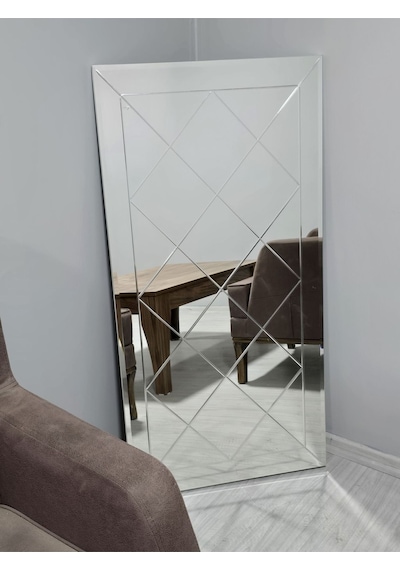 Dekoratif Baklava Desenli Bizoteli Salon Aynası Ofis Aynası Konsol Aynası 120cm X 60cm 120 X 60 Gümüş GÜMÜŞ