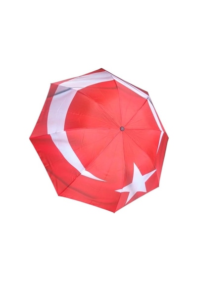 Eleven Markets Bayrak Şemsiye Türk Bayrağı Desenli Manuel Çanta Boy Şemsiye Kırmızı - Beyaz