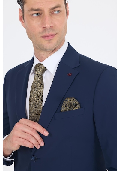 İmza Lacivert Mono Yaka Yarım Astar 6 Drop Slim Fit Beli Lastikli Takım Elbise 1001250121 Lacivert