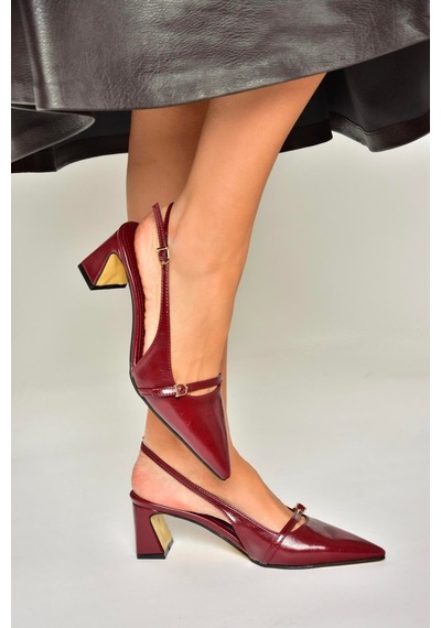 Fox Shoes U654078709 Bordo Kalın Topuklu Kadın Ayakkabı Bordo