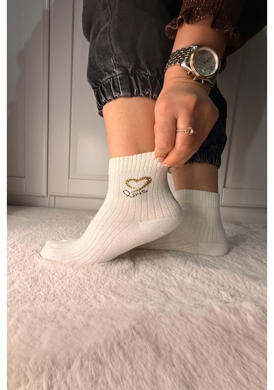 Ozzy Socks 3 Çift Kadın Taş Detaylı Dikişsiz & Takviyeli Patik Çorap Mavi
