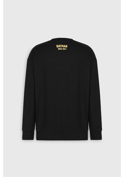 AC&Co / Altınyıldız Classics Erkek Sıyah Batman Lisanslı 3 İplik Loose Fit Bol Kesim Pamuklu Bisiklet Yaka  Sweatshirt Siyah