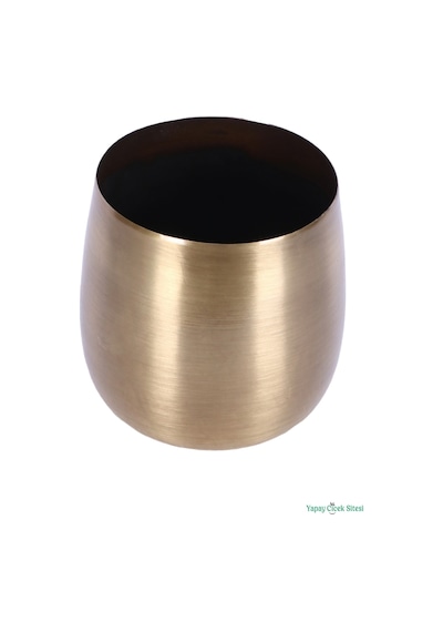 Yapay Çiçek Sitesi Metal Cezve Saksı 13 Cm Bronz
