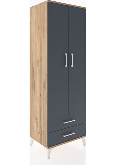 Hyperion Dolap 2 Raflı 2 Kapaklı Tek Askılı 60x44x182 Antrasit-antrasit Atlas Çam