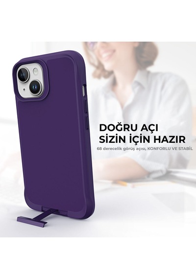 Bix iPhone Uyumlu 14 Plus / 15 Plus Vortex Magsafe Kılıf Stand Özellikli 3x Korumalı Mikro Fiber İç Yüzey Koyu Mor Bix iPhone Uyumlu 14 Plus / 15 Plus Vortex Magsafe Kılıf Stand Özellikli 3x Korumalı Mikro Fiber İç Yüzey Koyu Mor