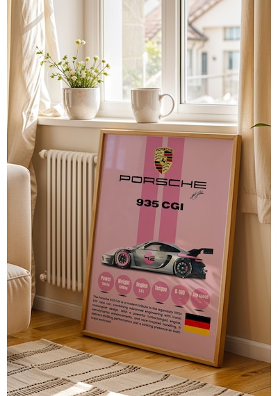 Porsche 935 Cgı Premium Yarış Arabası Çerçeveli Tablo - Teknik Özellikli Modern Tribute Duvar Dekoru Kayın Porsche 935 Cgı Premium Yarış Arabası Çerçeveli Tablo - Teknik Özellikli Modern Tribute Duvar Dekoru Kayın