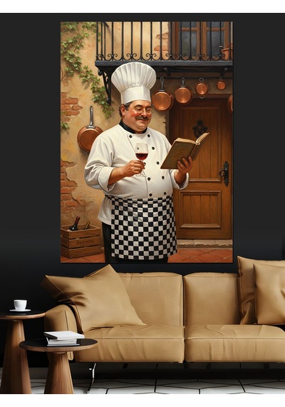 Ahşap Tablo Aşçı Yemek Yapıyor