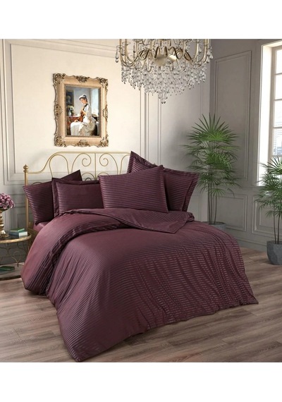Bella Bambu Jakar Bordo Çift Kişilik Nevresim Takımı 6 Parça - 1180 Renkli