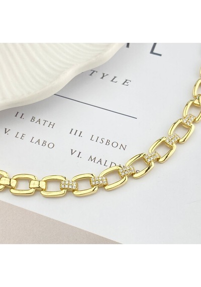Kuyumcu Model Kare Kesim Kadın Künye Bileklik Kararmaz Xuping 14 Ayar Gold