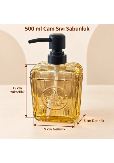 Sarı Cam Sıvı Sabunluk - 500 Ml Çok Renkli