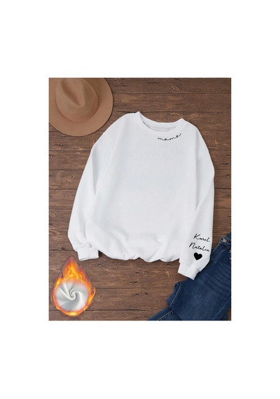 Tarzsokak Unisex Kadın/erkek Harfli Ve Kalp Grafikli Sweat Beyaz