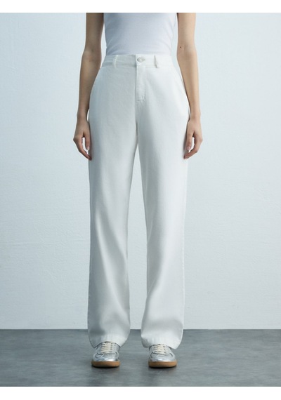 LTB Basic Gabardin Regular Beyaz Pantolon Beyaz