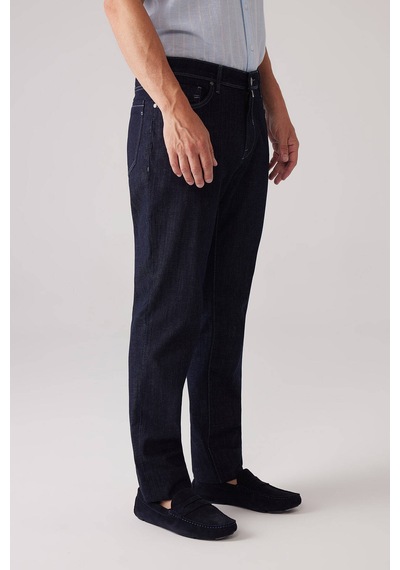 Ysf Erkek Lacivert Likralı Pamuklu Regular Fit Jean Kot Pantolon
