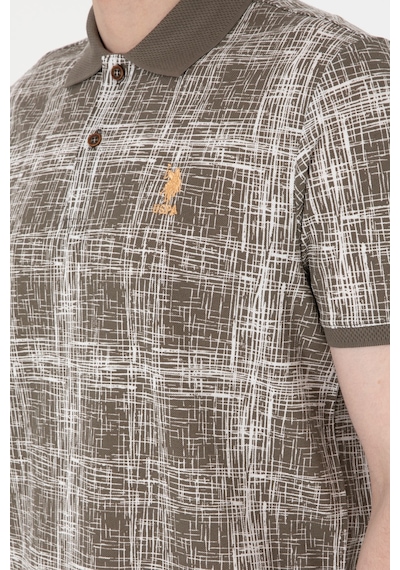 U.S. Polo Assn. Erkek Regular Fit Polo Yaka Vizon Desenli Tişört 50299641-VR052