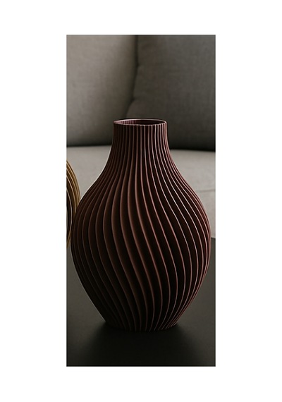 Modern Dekoratif Vazo 20 Cm Koyu Kahverengi Krem Krem