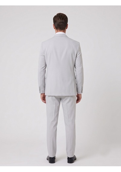 Tk6893 Erkek Klasik 2 Li Takım Elbise 2 Düğmeli Slim Fit Esnek Kumaş Çift Yırtmaçlı 7 Drop Gri