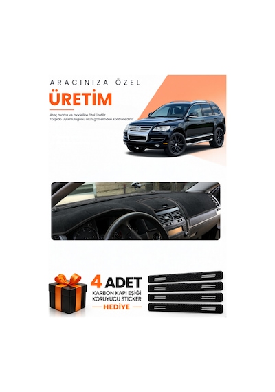 Volkswagen Touareg 2002-2010 Uyumlu Torpido Koruma Örtüsü Oto Kılıfı - Siyah