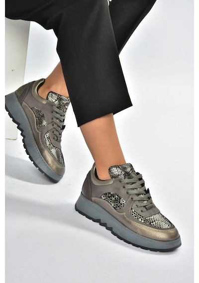 Fox Shoes V820720309 Gri Kalın Tabanlı Spor Ayakkabı Sneakers Gri