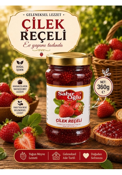 Sabıroğlu Çilek Reçeli Net 360 Gr Kavanoz