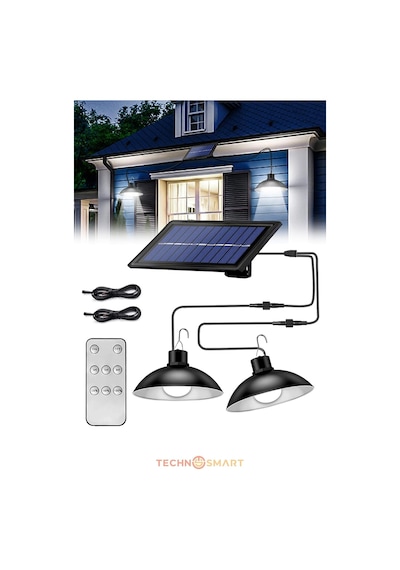 Technosmart Solar 2 Lambalı Askılı Kumandalı Renk Ve Seviye Seçenekli Bahçe Aydınlatma Sokak Lambası