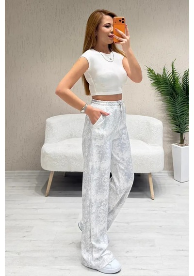 Fiolin Soft Touch Batik Boyamalı Modal Pantolon Ekru