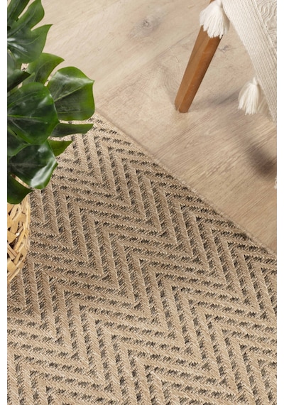 Sisaluna 4441 Bej Jüt Tabanlı Modern Dokuma Kilim Sisal Hasır Halı Bej