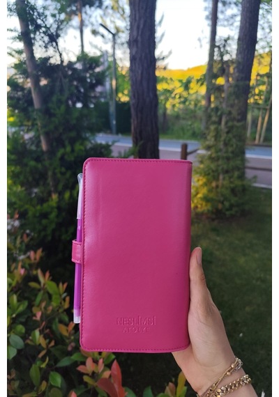 Bütçe Planlayıcı Para Organizeri - Fuşya Kilitli Ajanda Sticker Hediyeli